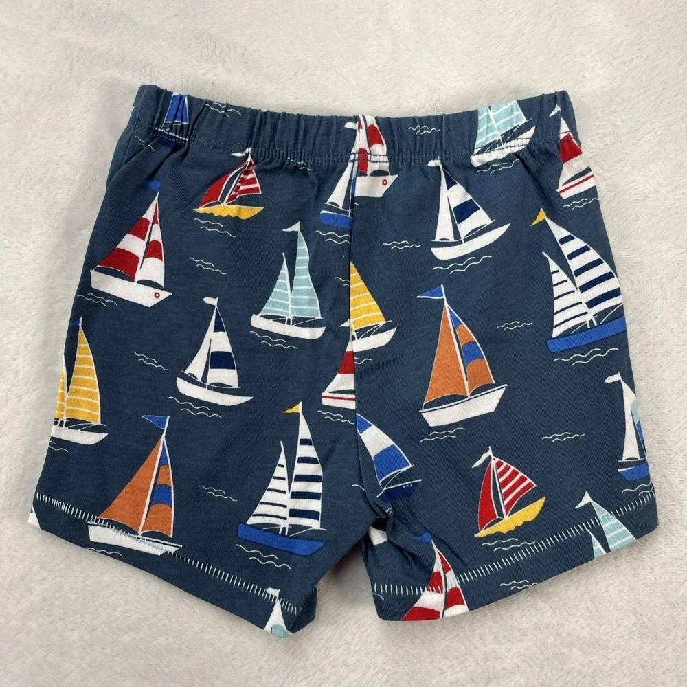 Mudpie Cotton Shorts Baby Boy 12-18m Nautical Sailboats Coastal Summer Beach